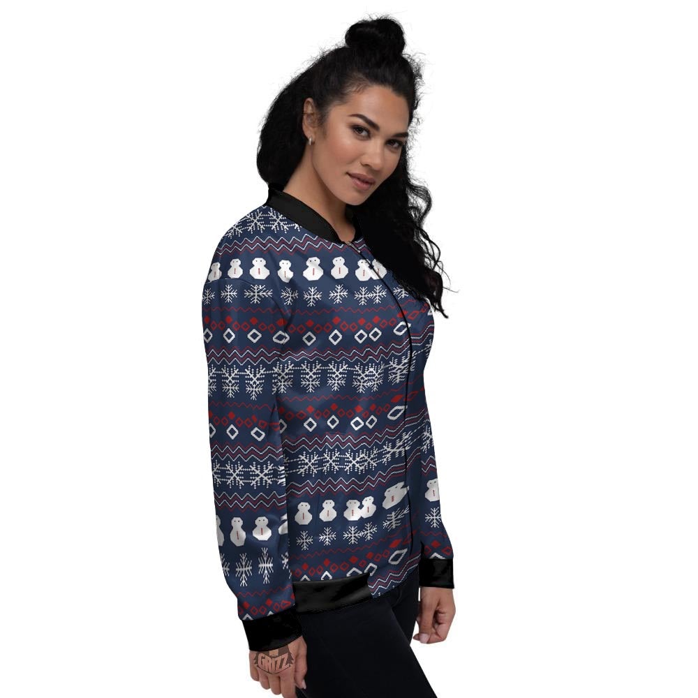 Christmas Scandinavian Print Pattern Women's Bomber Jacket-grizzshop