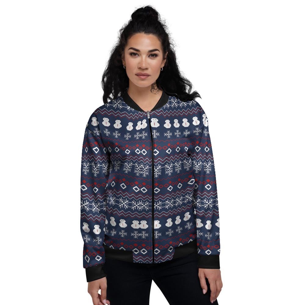 Christmas Scandinavian Print Pattern Women's Bomber Jacket-grizzshop