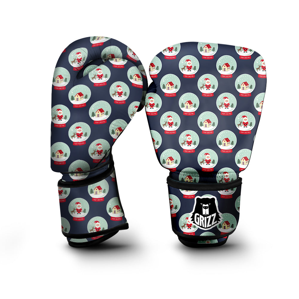 Christmas Snow Globe Print Pattern Boxing Gloves-grizzshop