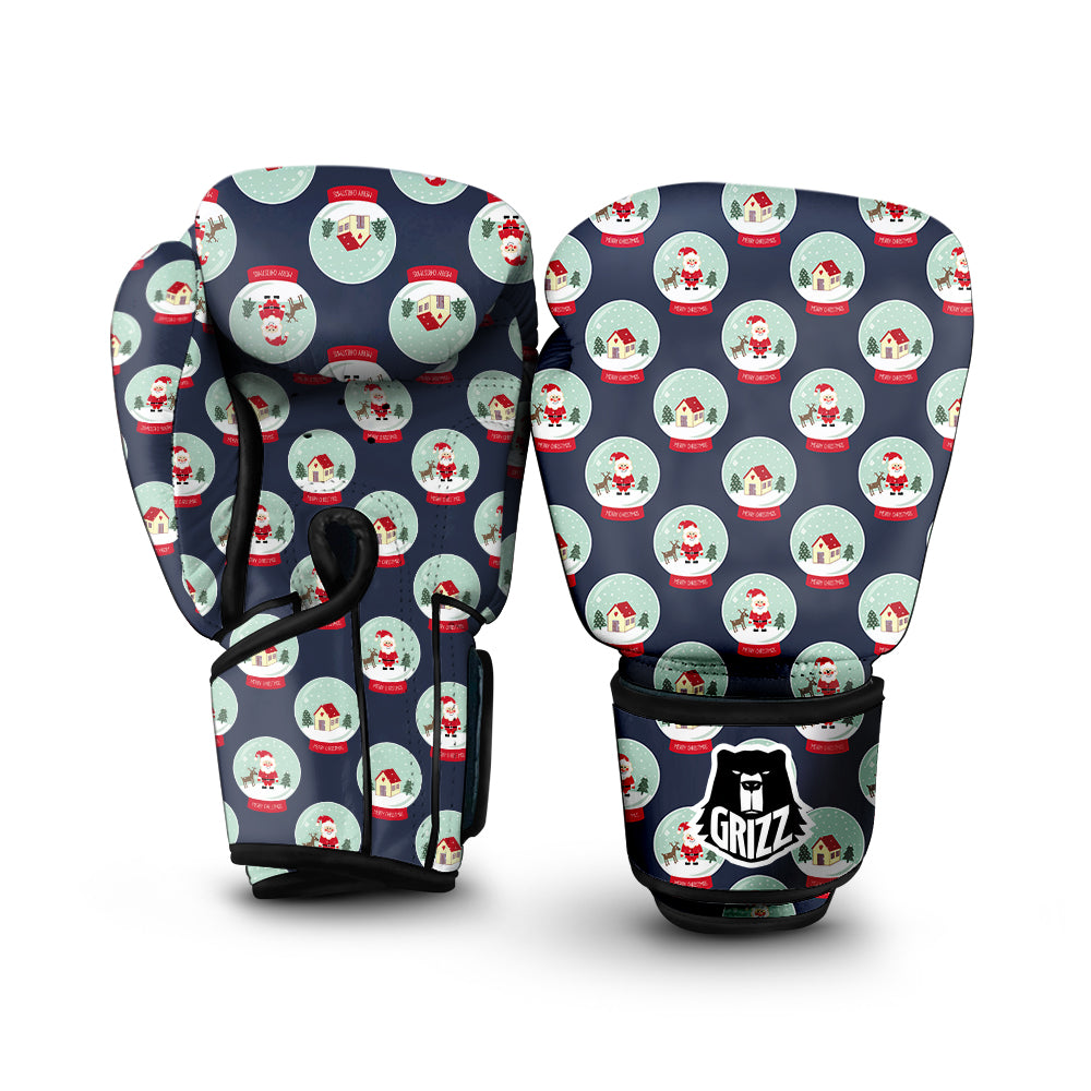 Christmas Snow Globe Print Pattern Boxing Gloves-grizzshop