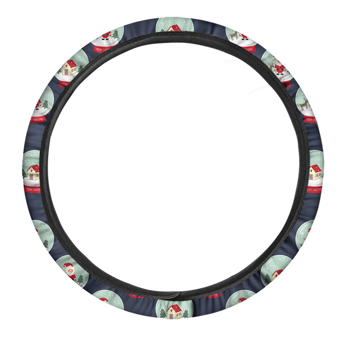 Christmas Snow Globe Print Pattern Car Steering Wheel Cover-grizzshop