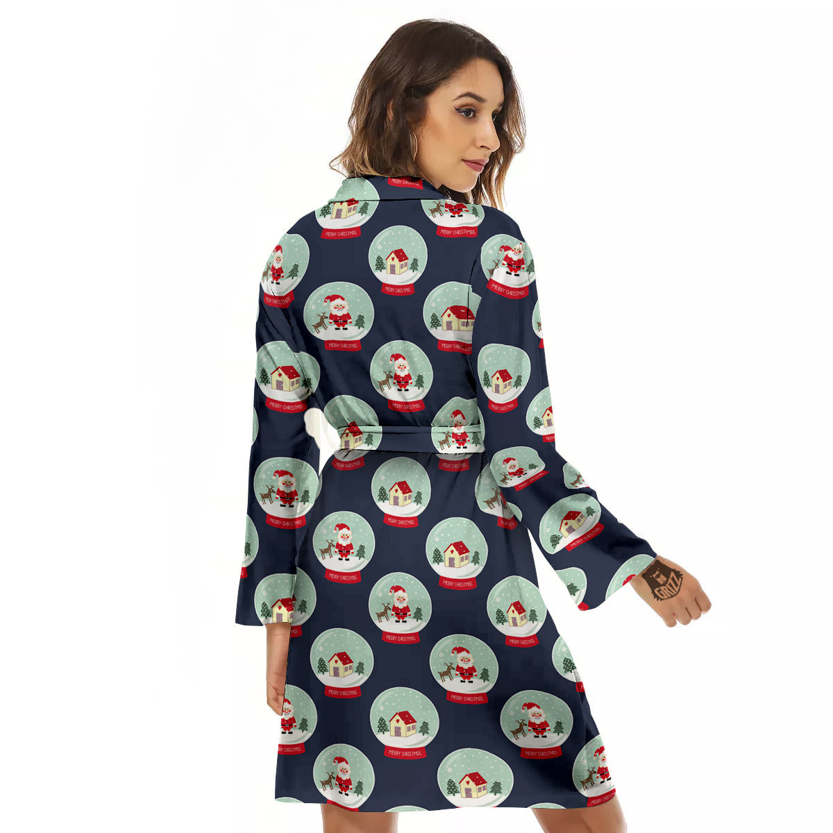 Christmas Snow Globe Print Pattern Women's Robe-grizzshop