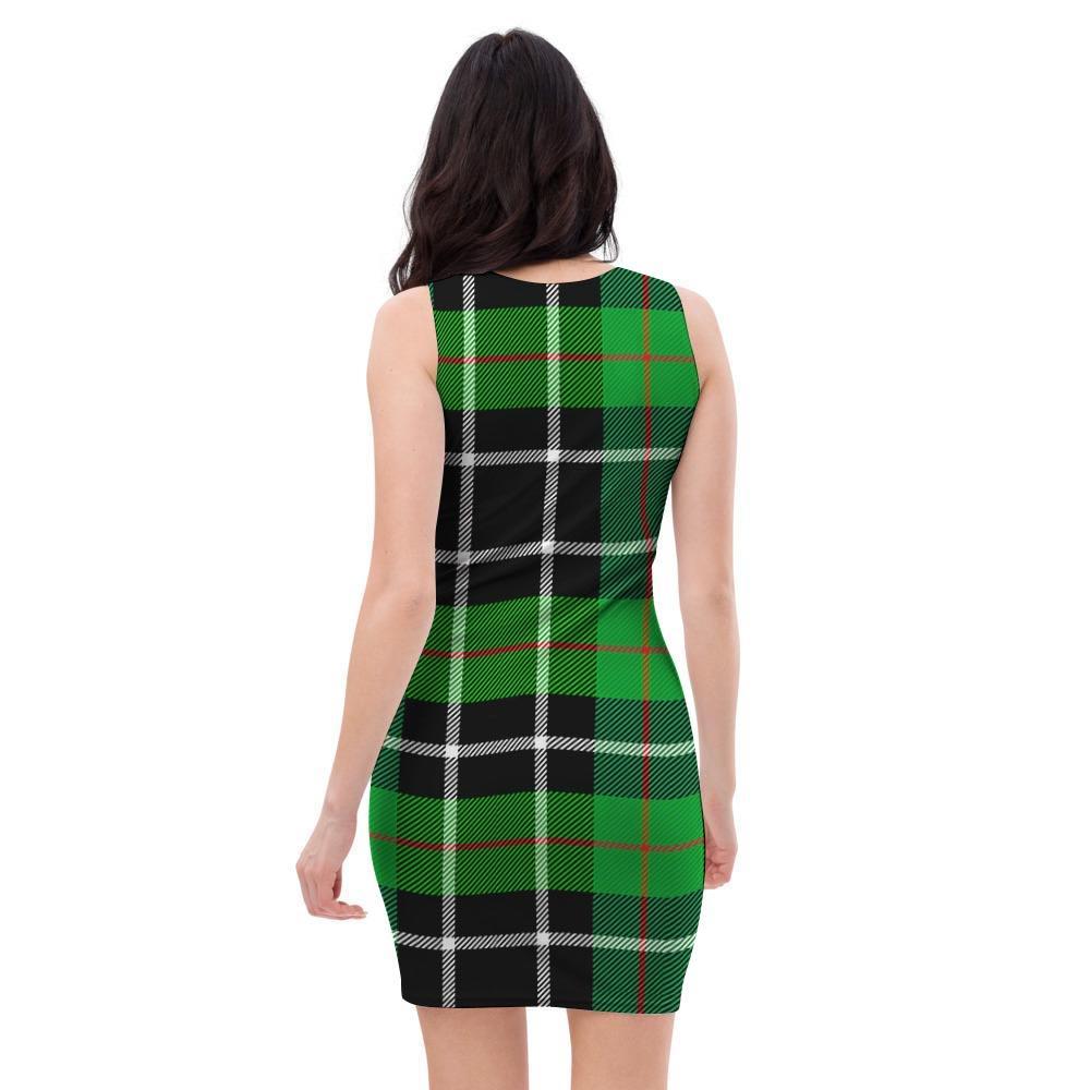 Christmas Tartan Green Plaid Scottish Bodycon Dress-grizzshop