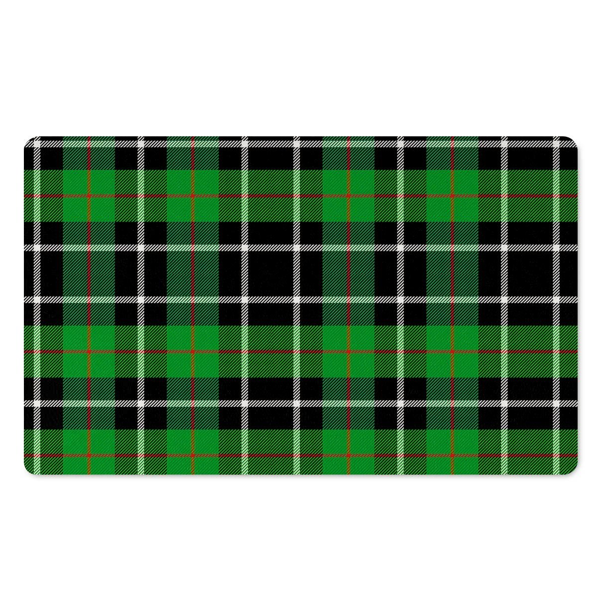 Christmas Tartan Green Plaid Scottish Door Mat-grizzshop