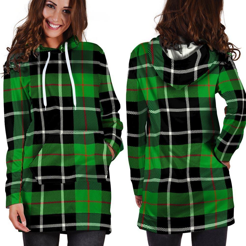 Christmas Tartan Green Plaid Scottish Hoodie Dress-grizzshop
