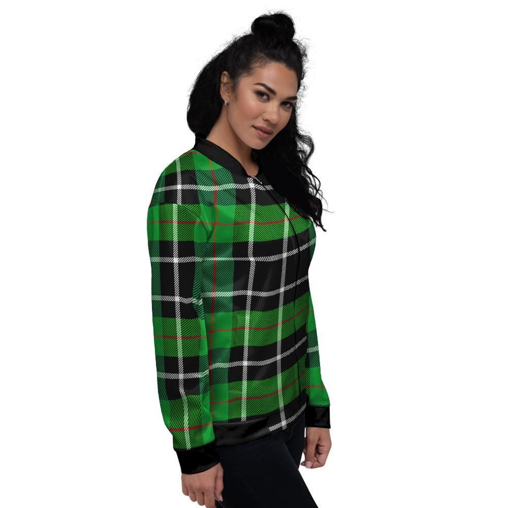 Christmas Tartan Green Plaid Scottish Women's Bomber Jacket-grizzshop