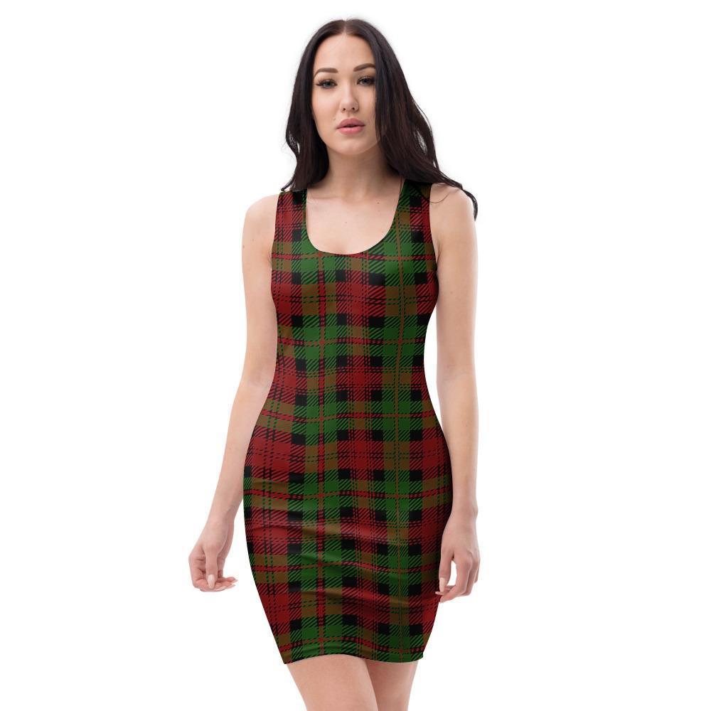 Christmas Tartan Red Plaid Bodycon Dress-grizzshop