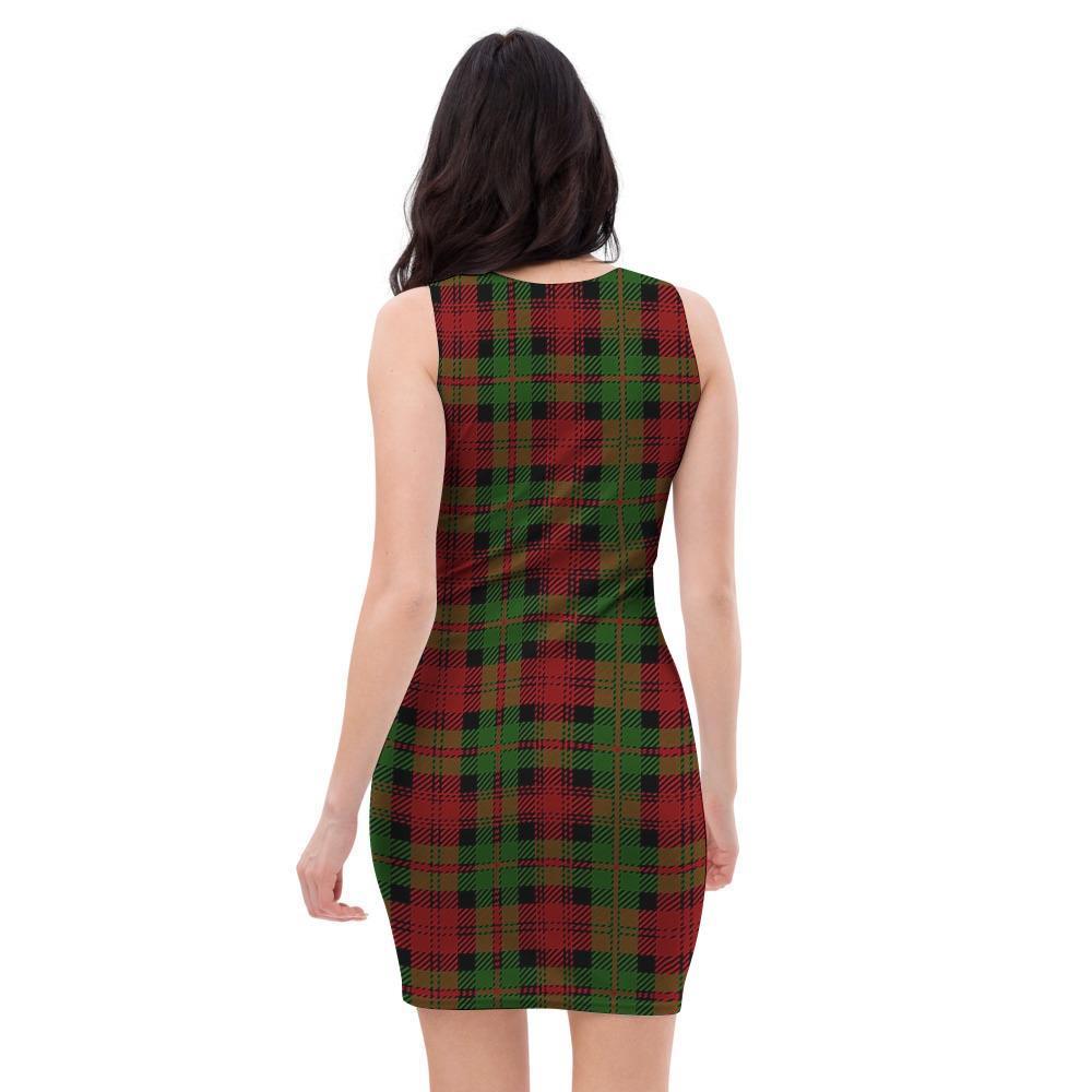 Christmas Tartan Red Plaid Bodycon Dress-grizzshop