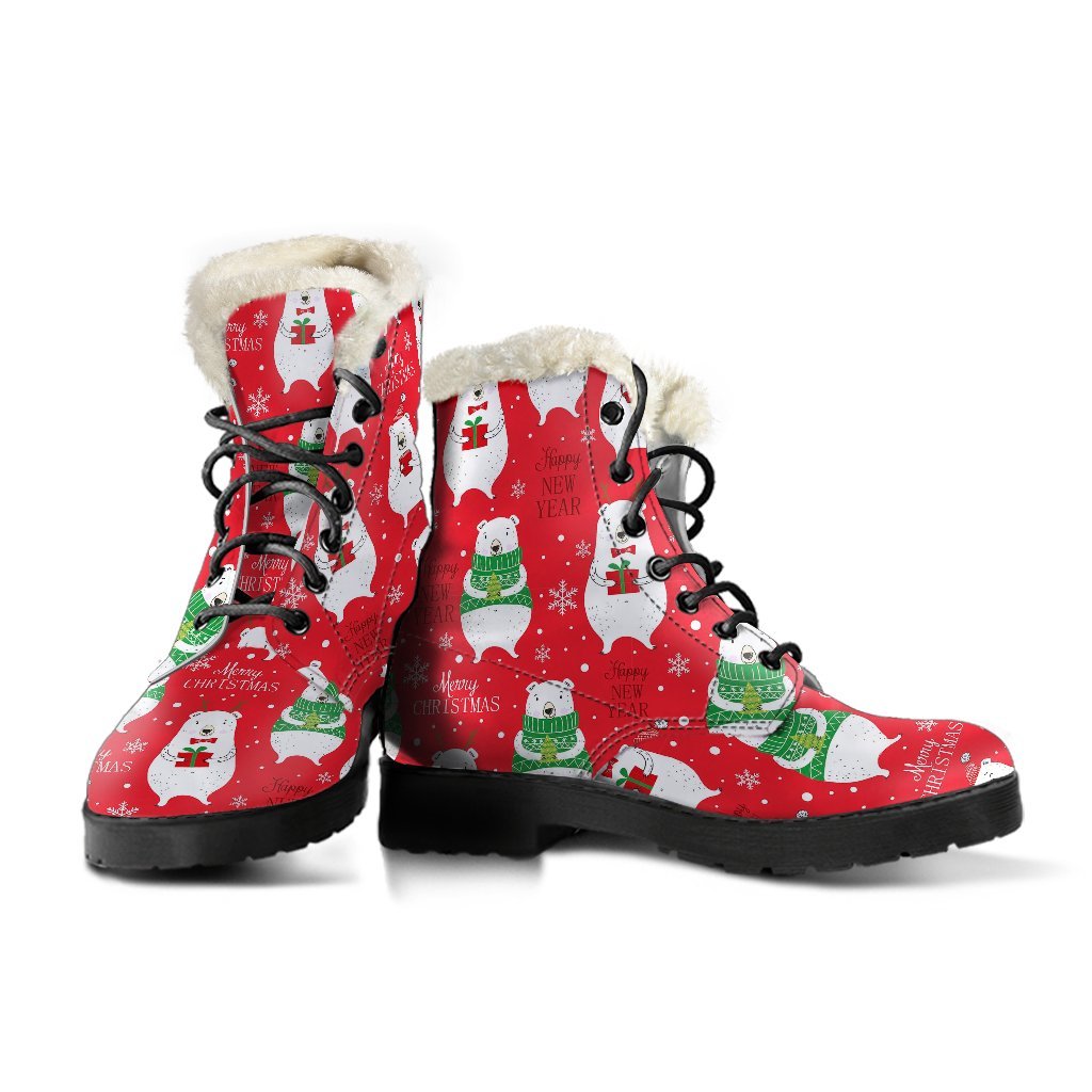 Christmas Teddy Bear Pattern Print Comfy Winter Boots-grizzshop