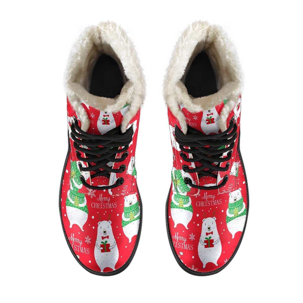 Christmas Teddy Bear Pattern Print Comfy Winter Boots-grizzshop