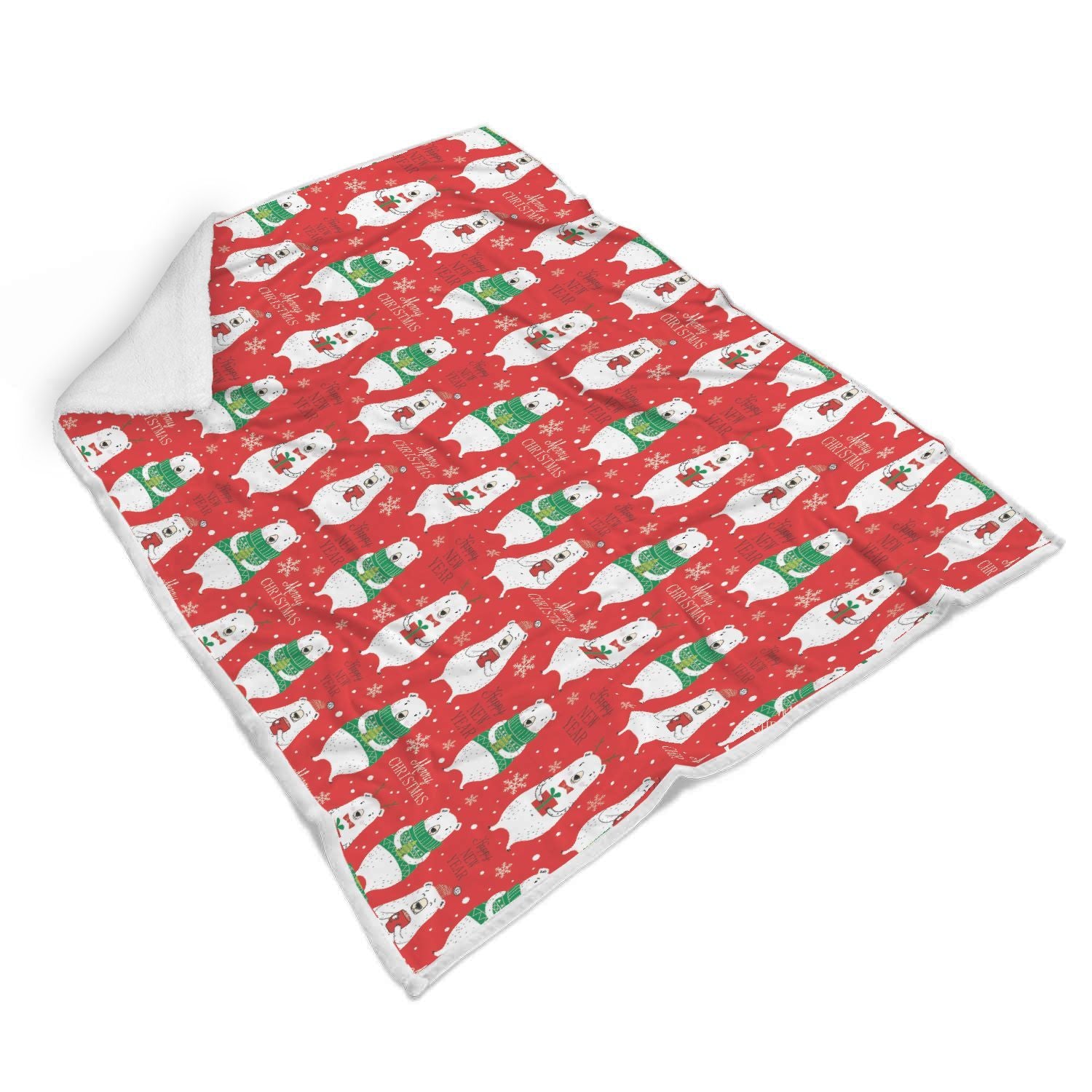 Christmas Teddy Bear Pattern Print Throw Blanket-grizzshop