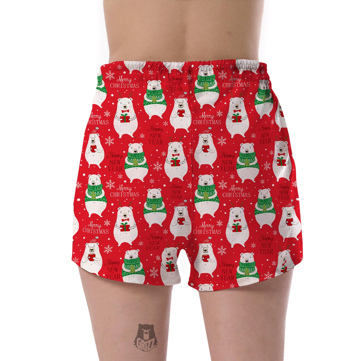 Christmas Teddy Bear Pattern Print Women's Shorts-grizzshop