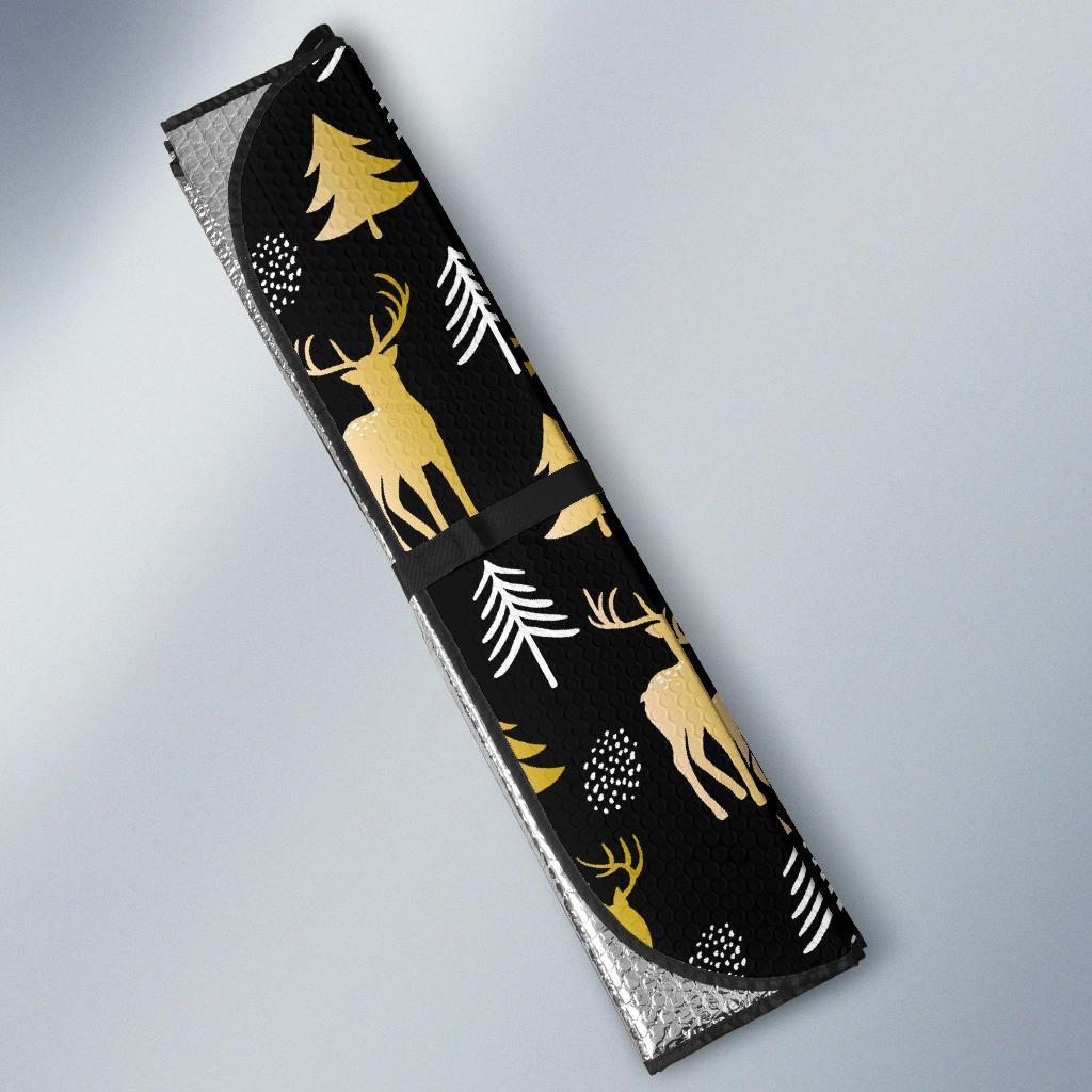 Christmas Tree Deer Pattern Print Car Sun Shade-grizzshop