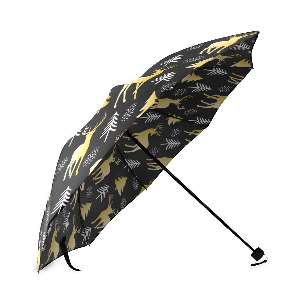 Christmas Tree Deer Pattern Print Foldable Umbrella-grizzshop