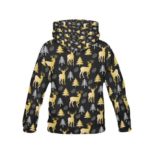 Christmas Tree Deer Pattern Print Women Pullover Hoodie-grizzshop