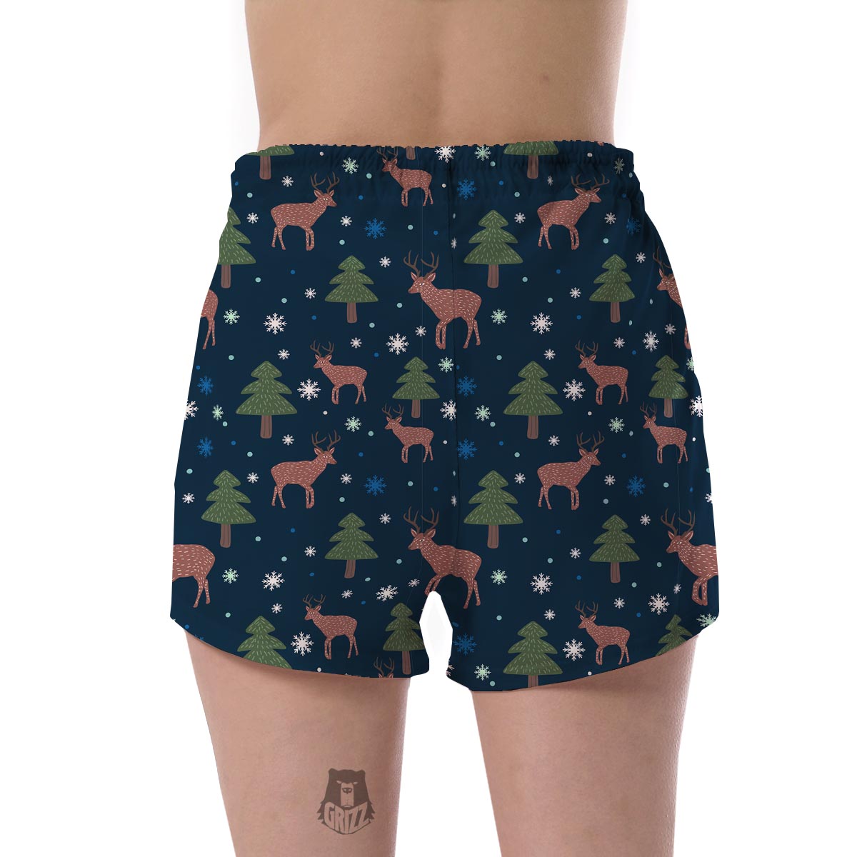 Christmas Tree Moose Pattern Print Women's Shorts-grizzshop
