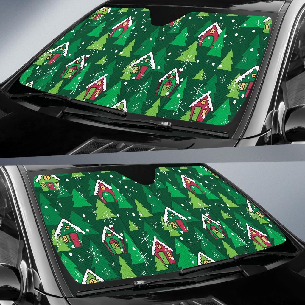 Christmas Tree Pattern Print Car Sun Shade-grizzshop