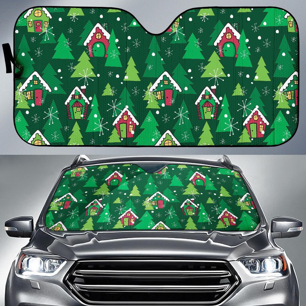 Christmas Tree Pattern Print Car Sun Shade-grizzshop