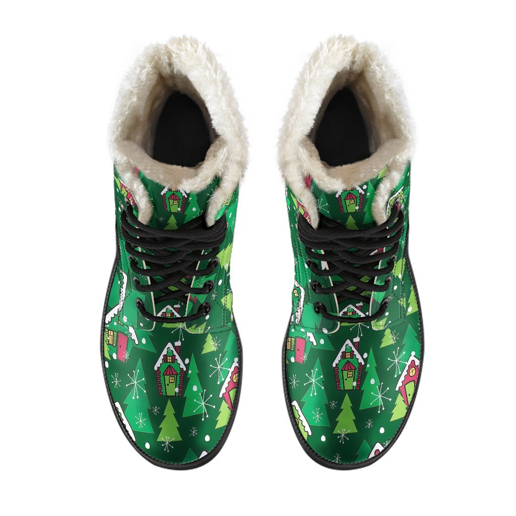 Christmas Tree Pattern Print Comfy Winter Boots-grizzshop