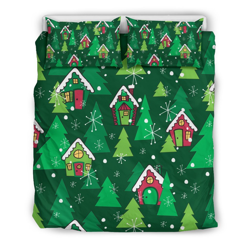 Christmas Tree Pattern Print Duvet Cover Bedding Set-grizzshop