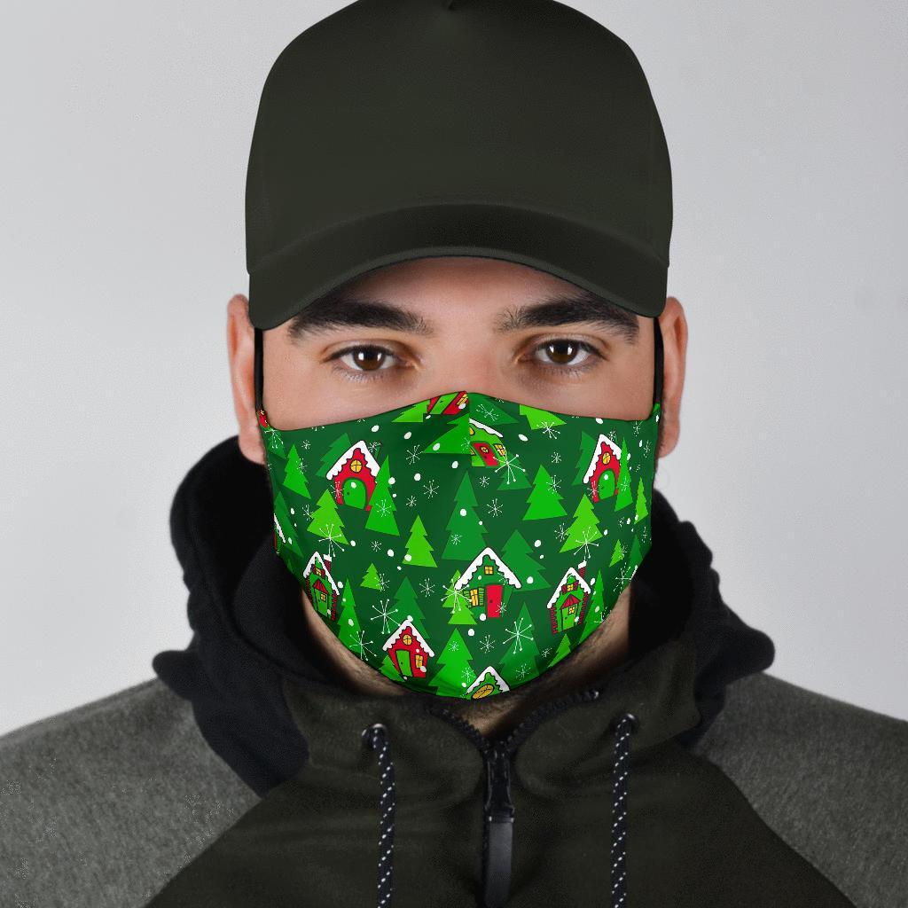 Christmas Tree Pattern Print Face Mask-grizzshop
