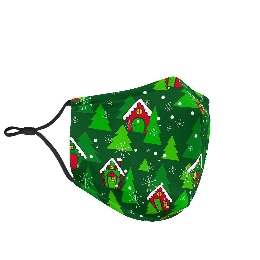 Christmas Tree Pattern Print Face Mask-grizzshop
