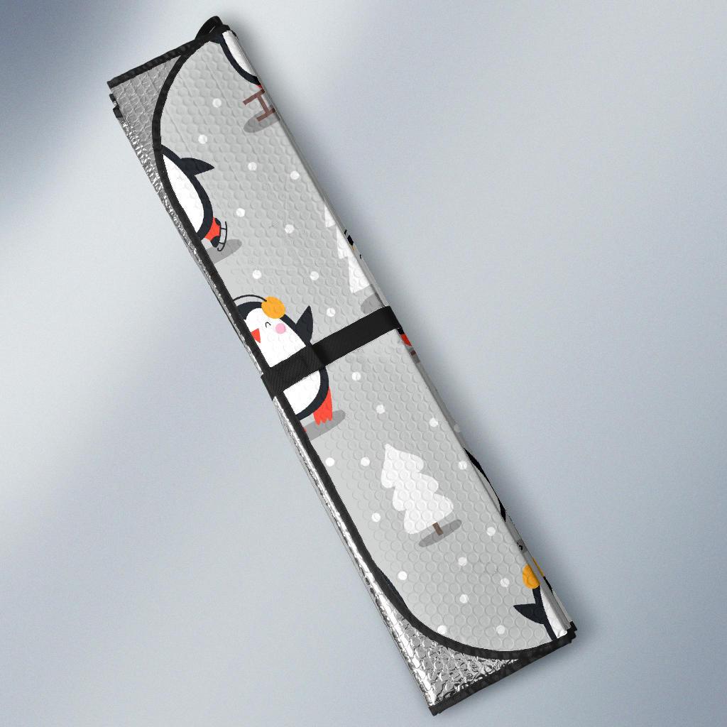 Christmas Tree Penguin Pattern Print Car Sun Shade-grizzshop