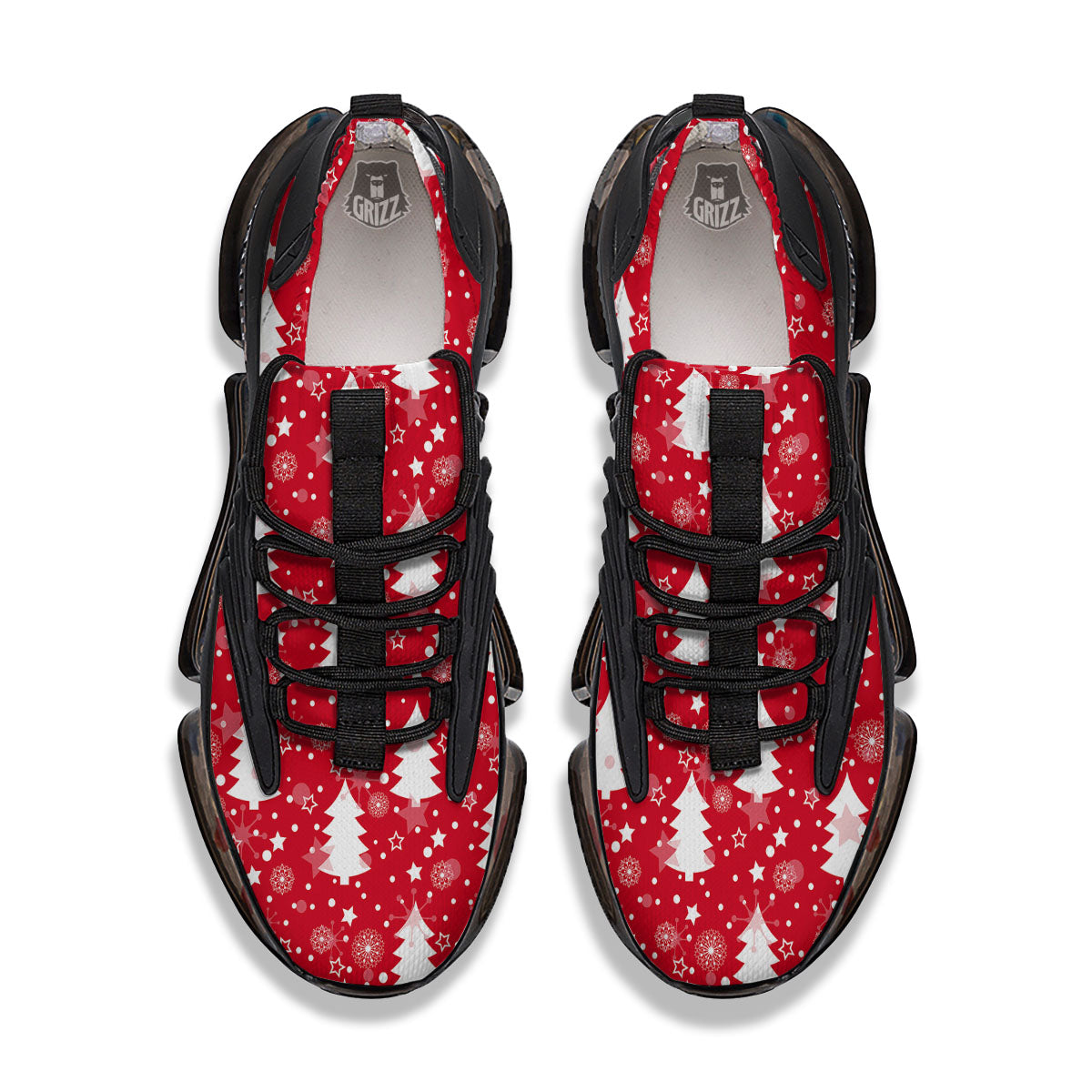 Christmas Tree Polka Dot Print Pattern Black Gym Shoes-grizzshop