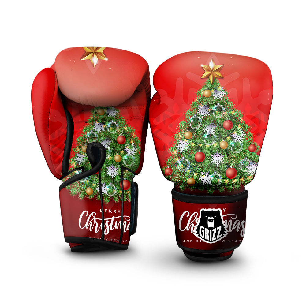 Christmas Tree Print Boxing Gloves-grizzshop