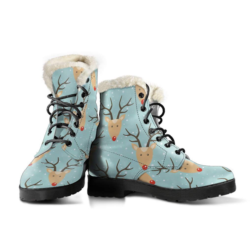 Christmas Reindeer Print Pattern Comfy Winter Boots-grizzshop