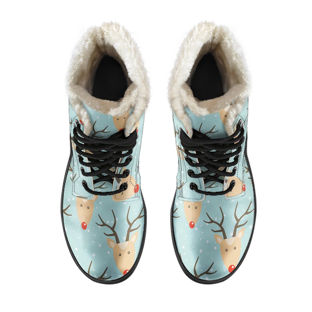 Christmas Reindeer Print Pattern Comfy Winter Boots-grizzshop
