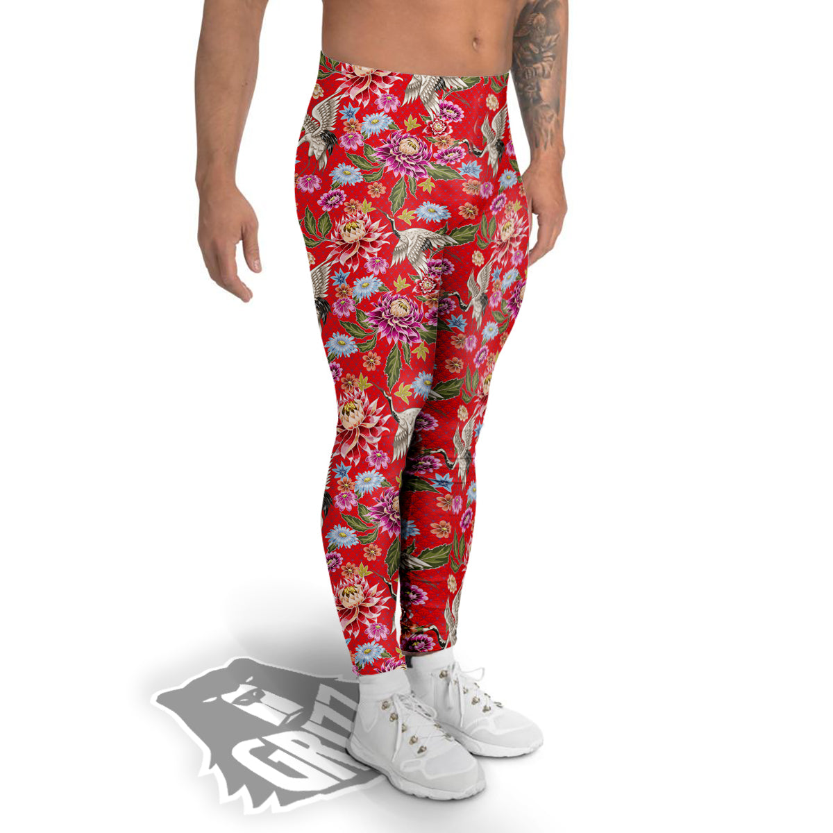 Chrysanthemum Art Print Pattern Men's Leggings-grizzshop