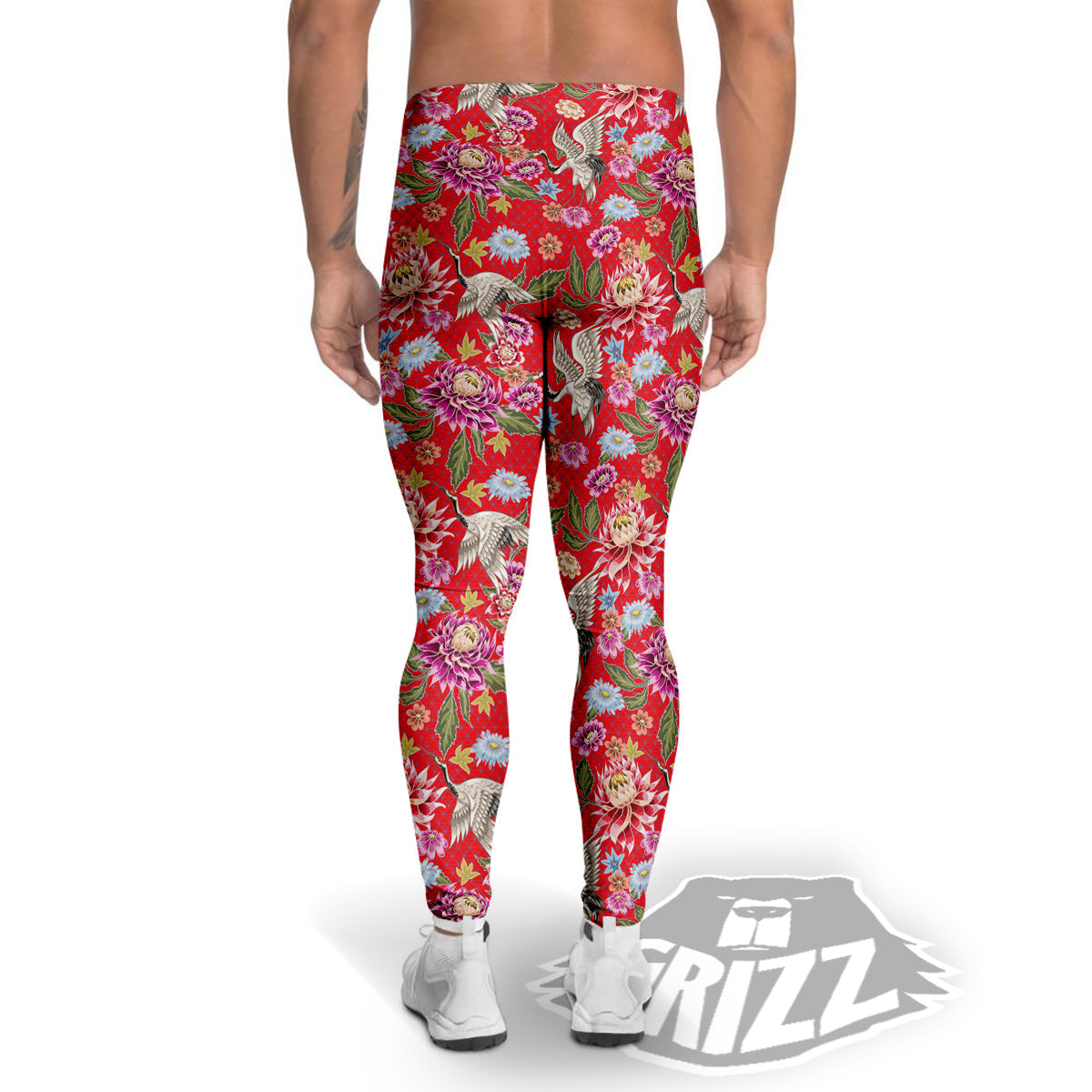 Chrysanthemum Art Print Pattern Men's Leggings-grizzshop