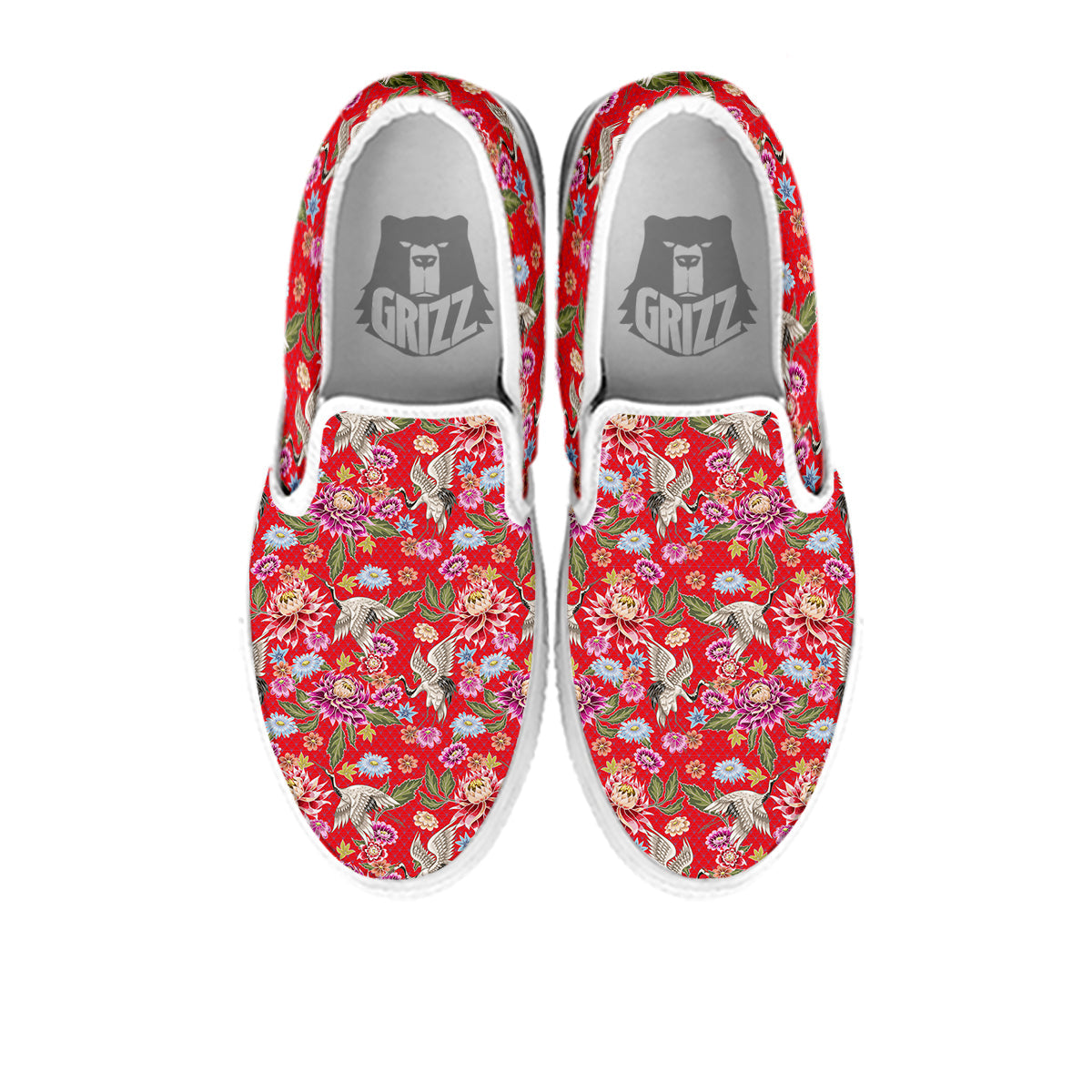 Chrysanthemum Art Print Pattern White Slip On Shoes-grizzshop