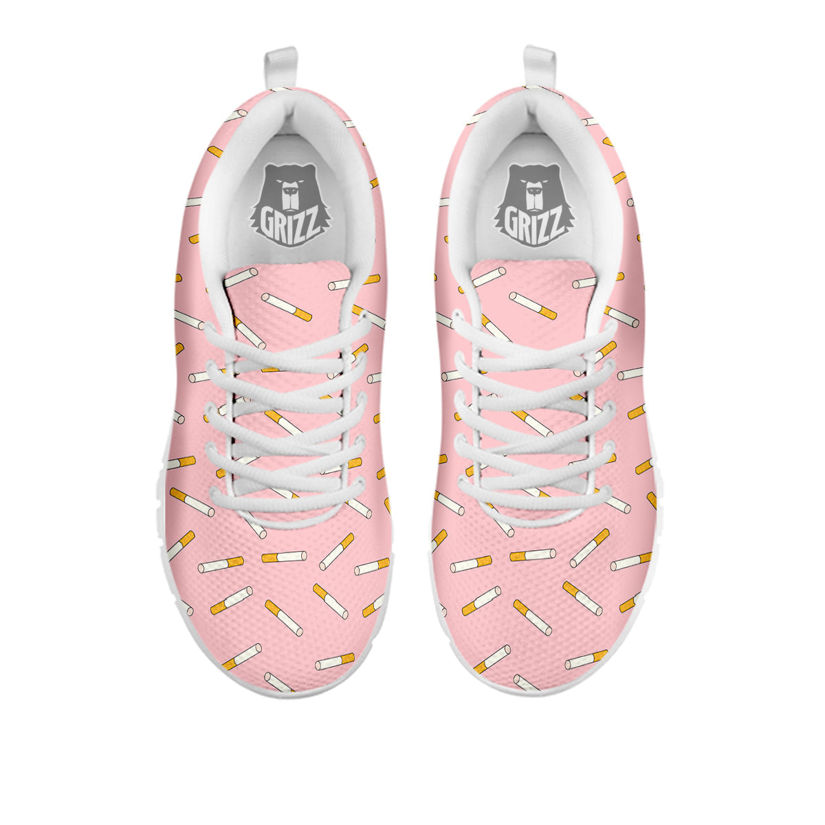 Cigarette And Pink Print Pattern White Sneaker-grizzshop