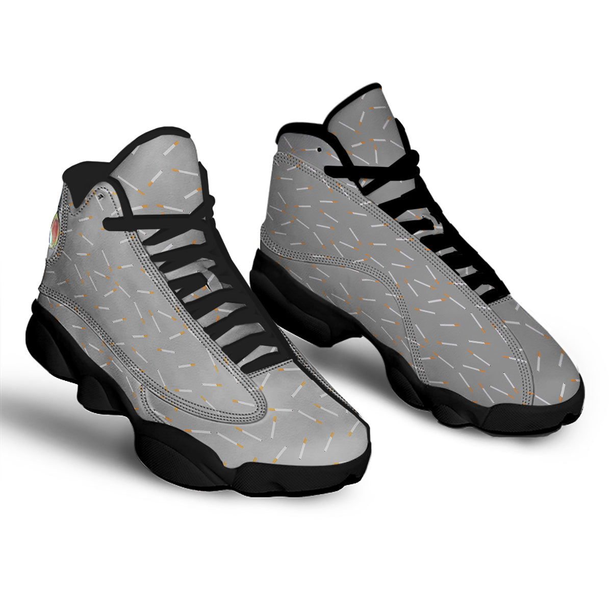 Cigarette Gray Print Pattern Black Basketball Shoes-grizzshop