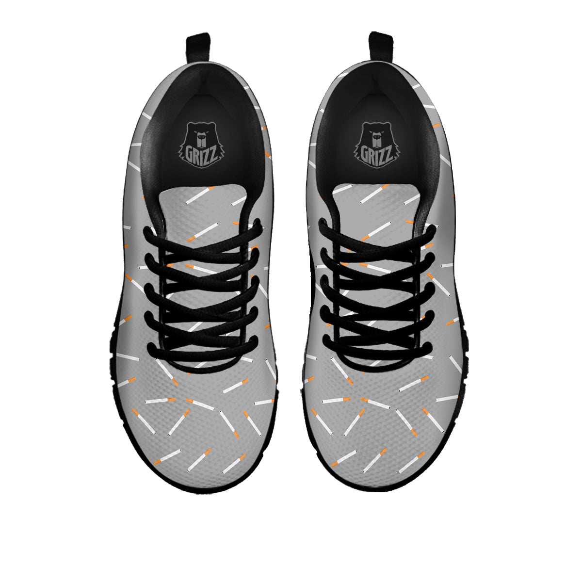 Cigarette Gray Print Pattern Black Sneaker-grizzshop