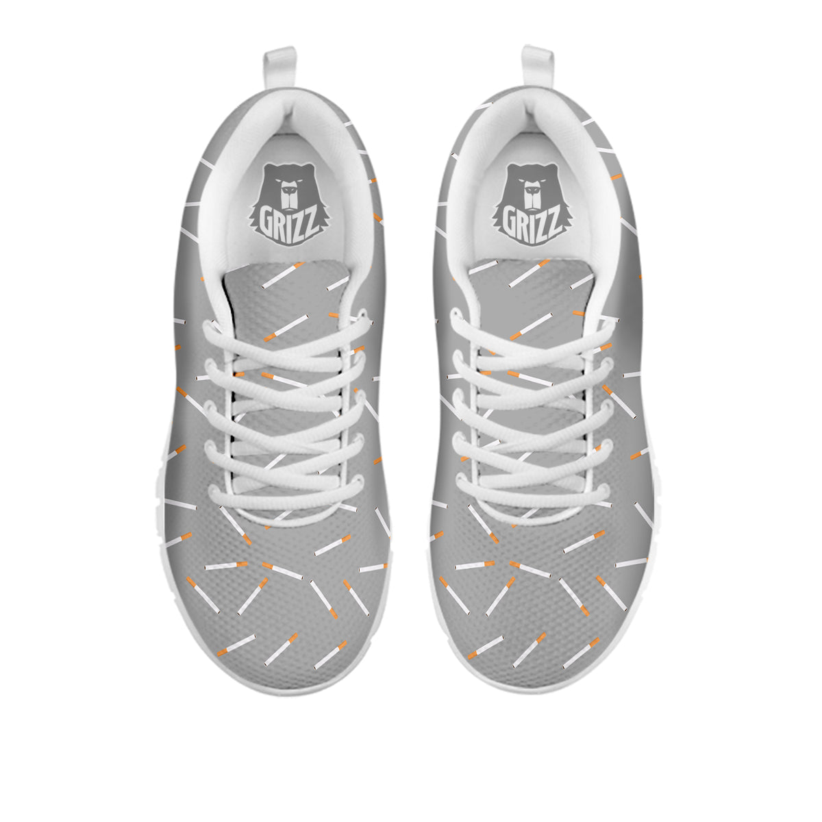 Cigarette Gray Print Pattern White Sneaker-grizzshop