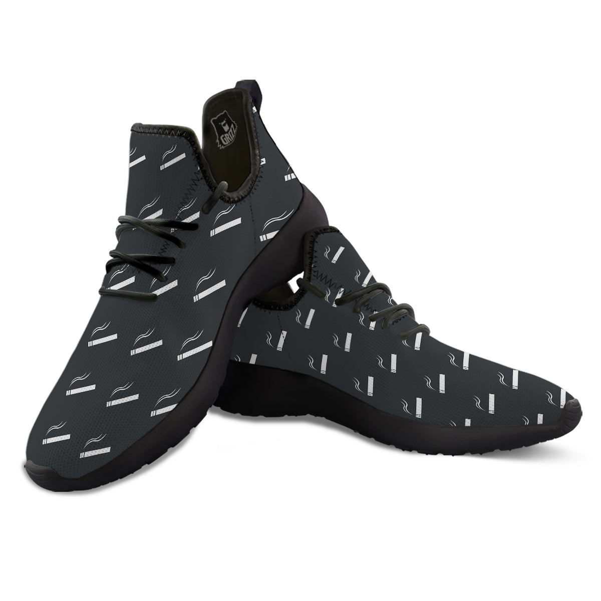 Cigarette Print Pattern Black Athletic Shoes-grizzshop