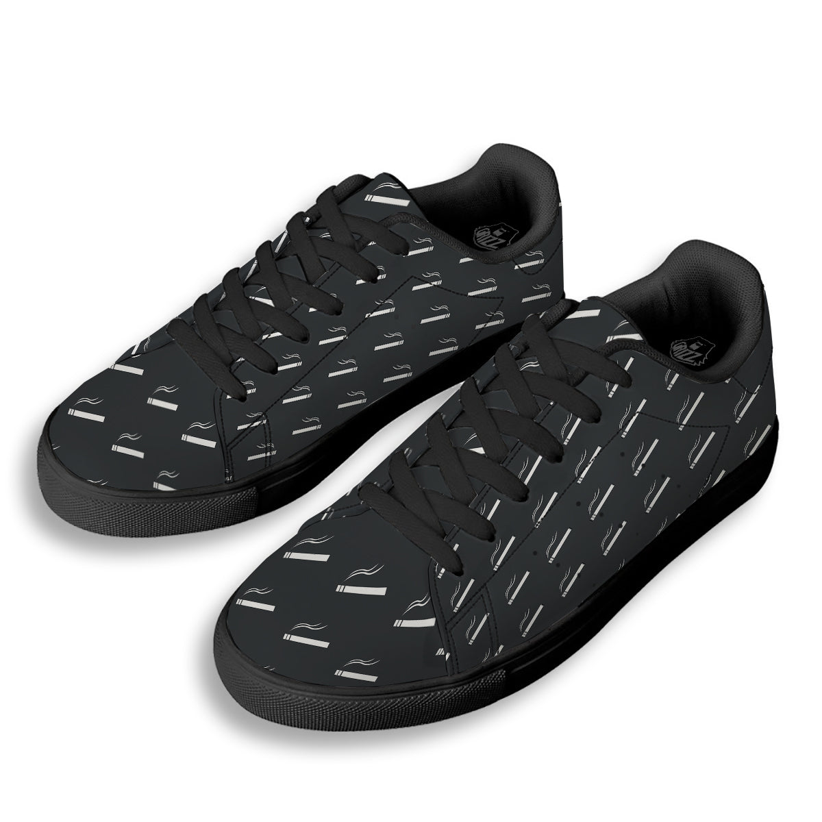 Cigarette Print Pattern Black Low Top Sneakers-grizzshop