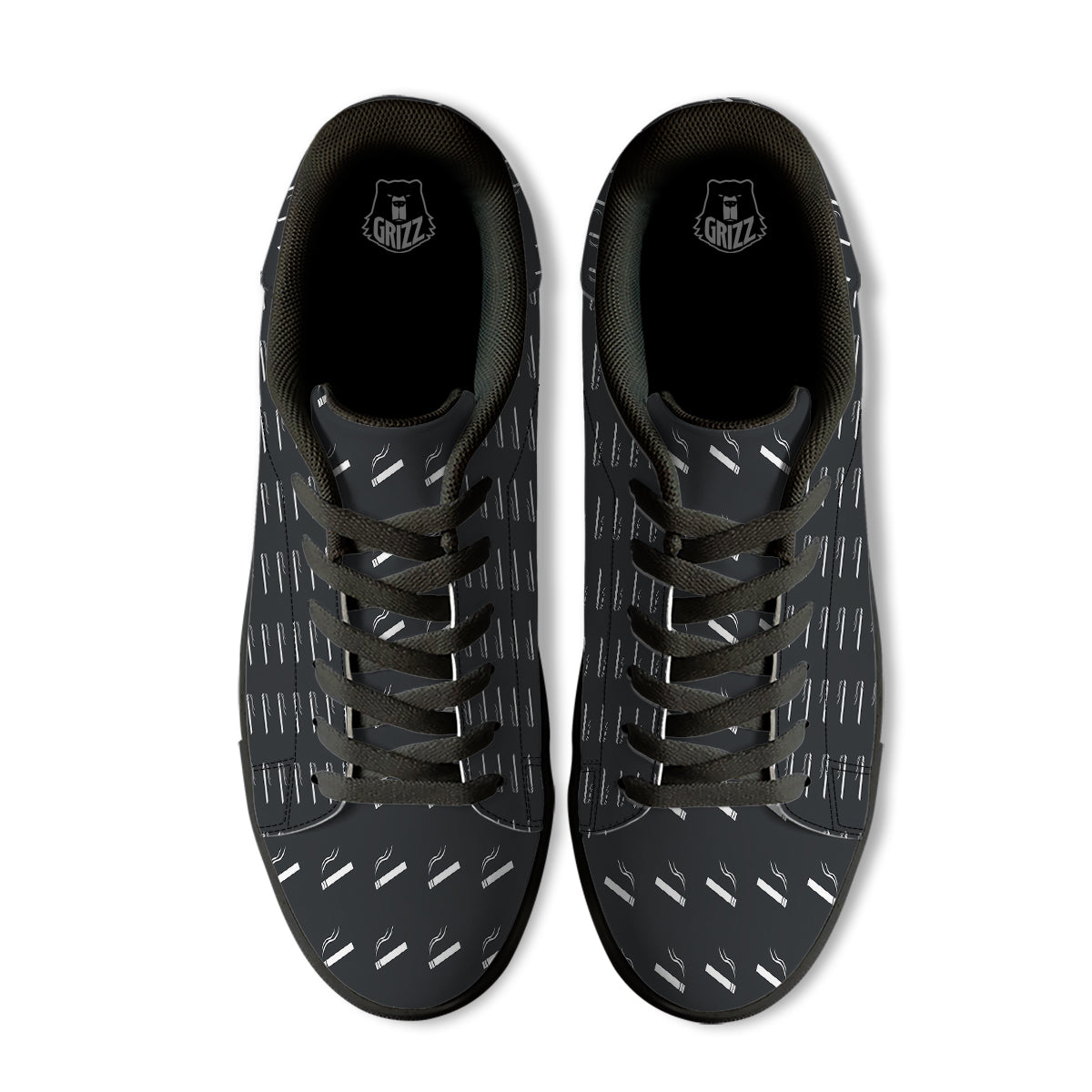Cigarette Print Pattern Black Low Top Sneakers-grizzshop