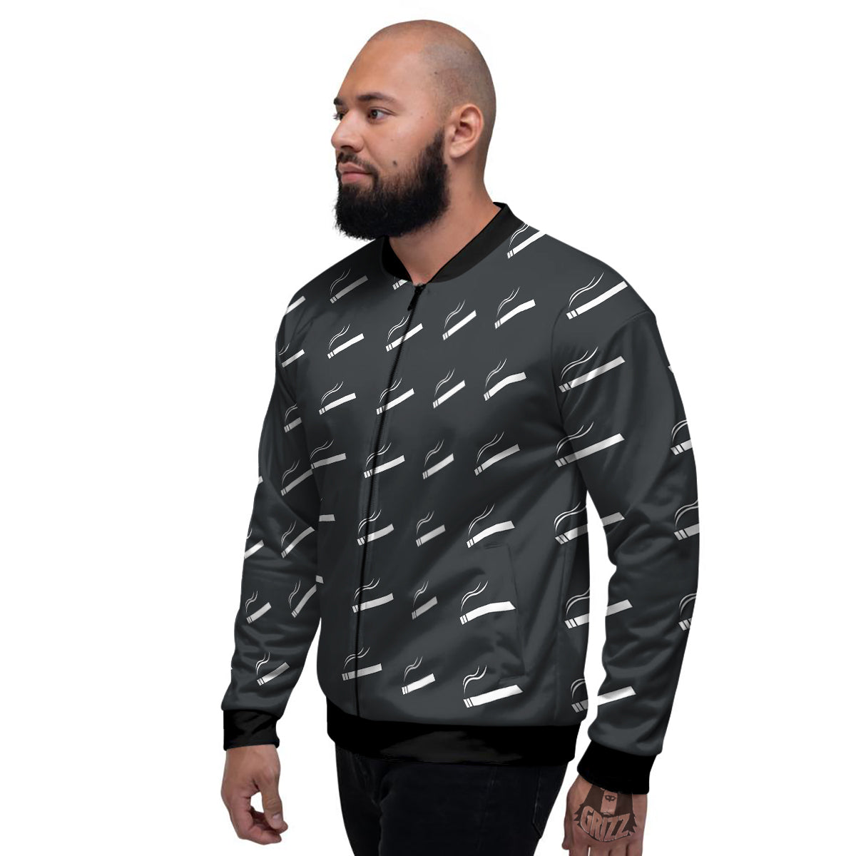 Cigarette Print Pattern Men's Bomber Jacket-grizzshop