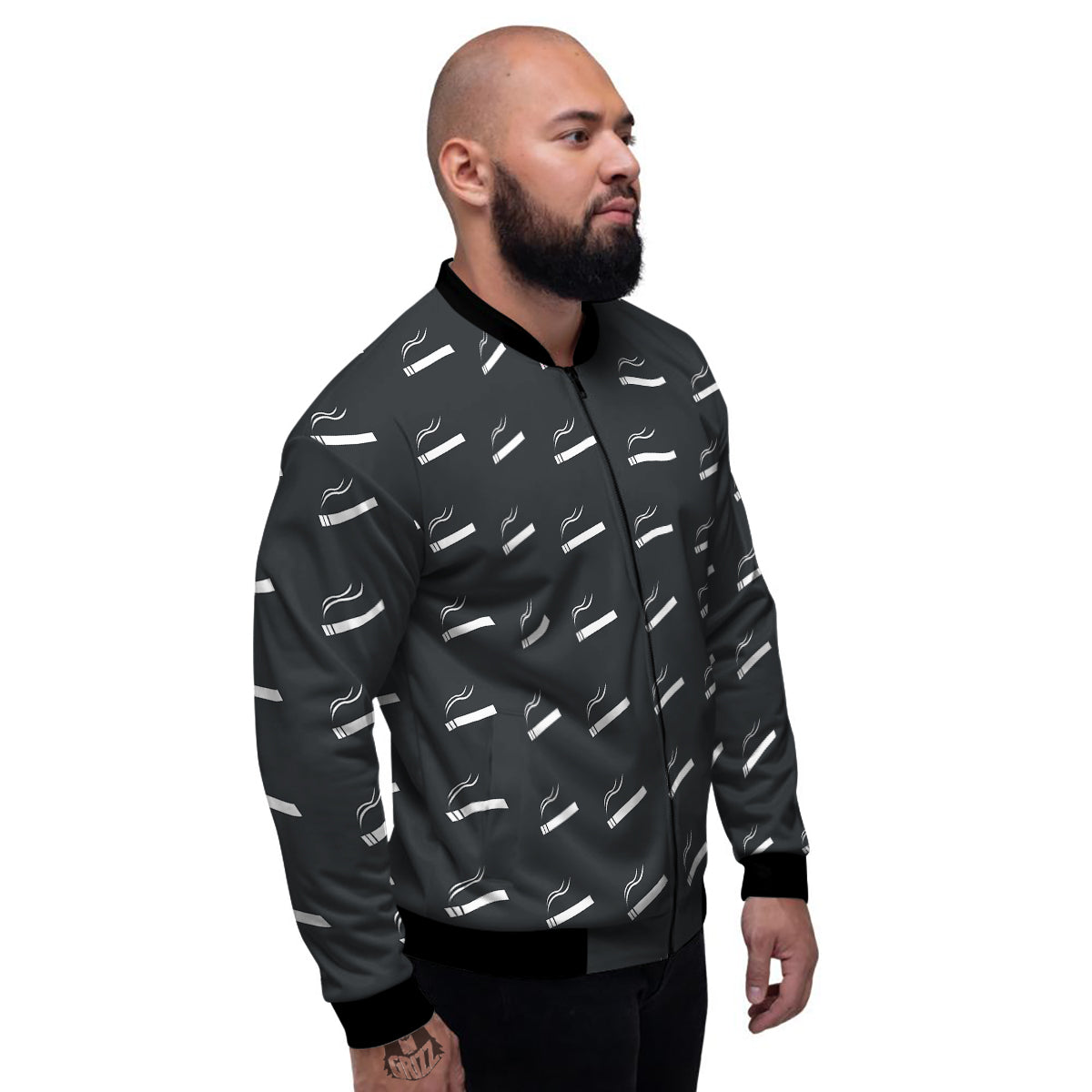 Cigarette Print Pattern Men's Bomber Jacket-grizzshop