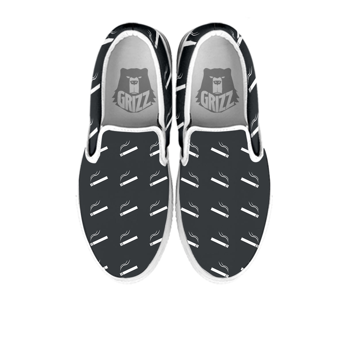Cigarette Print Pattern White Slip On Shoes-grizzshop