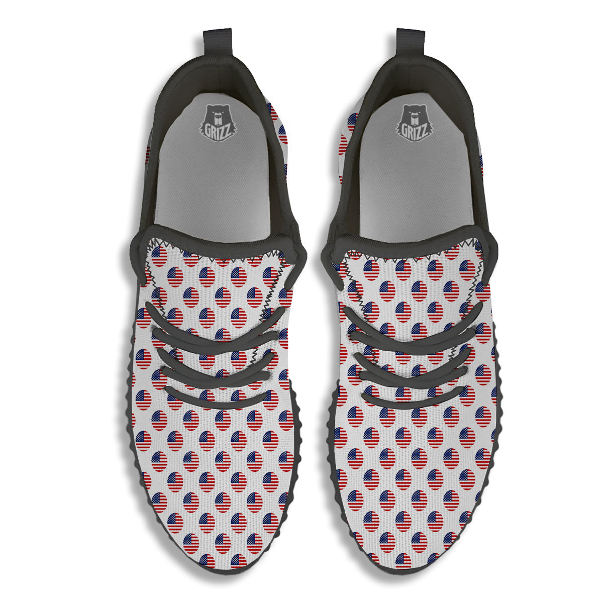Circle Flag American Print Pattern Black Walking Shoes-grizzshop
