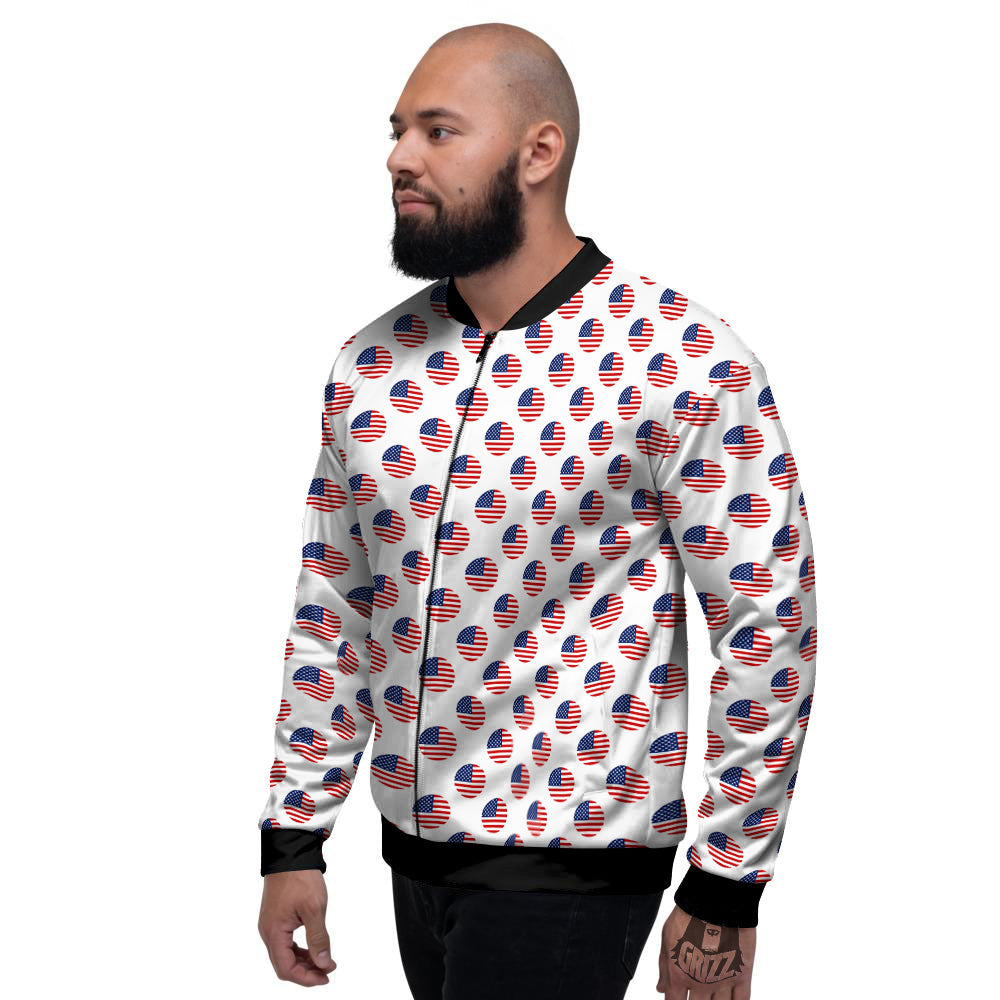 Circle Flag American Print Pattern Men's Bomber Jacket-grizzshop