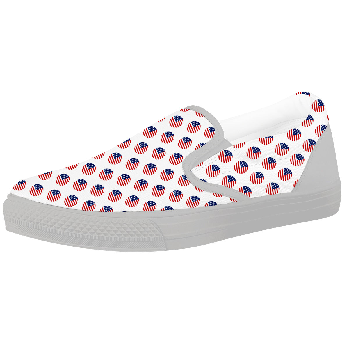 Circle Flag American Print Pattern White Slip On Shoes-grizzshop