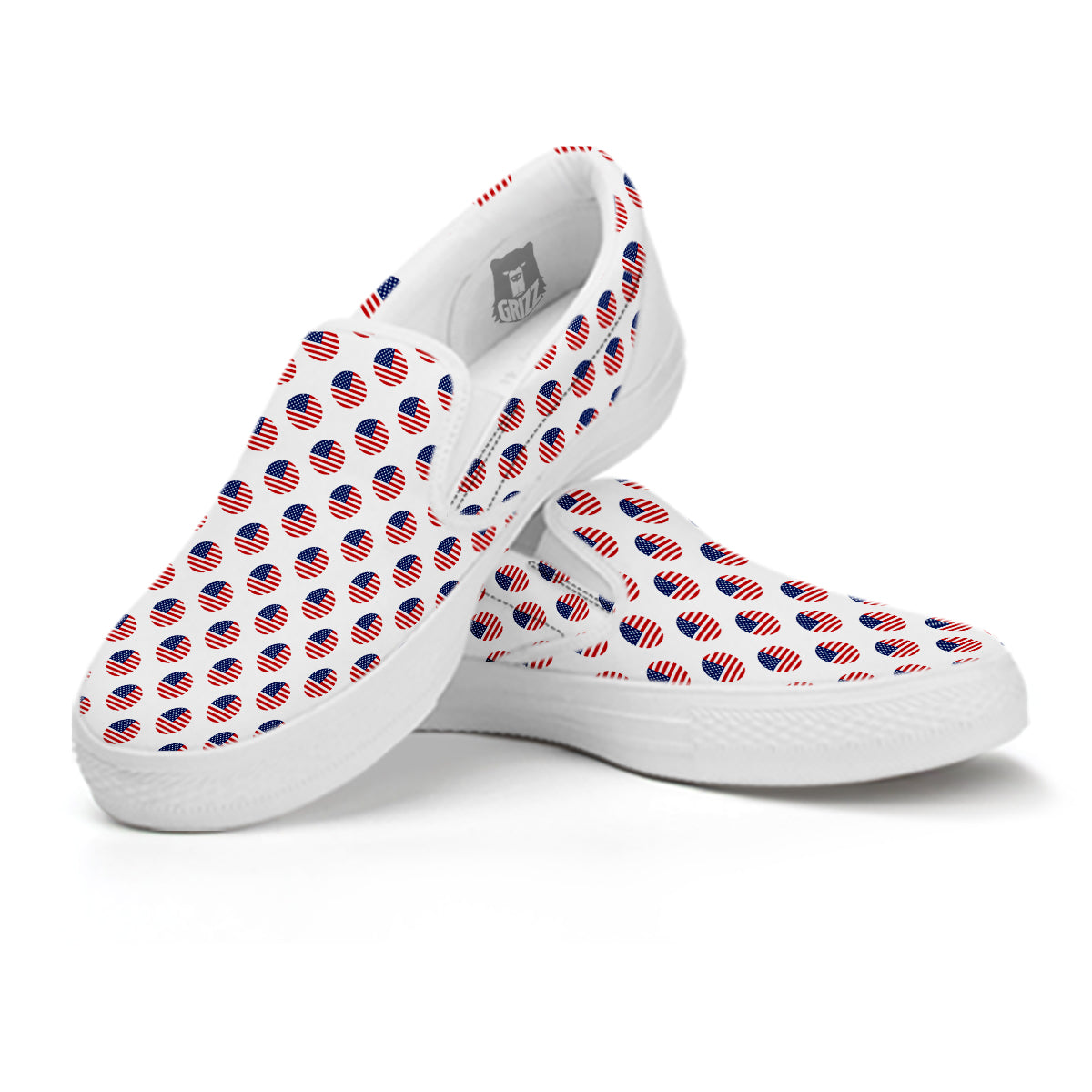 Circle Flag American Print Pattern White Slip On Shoes-grizzshop
