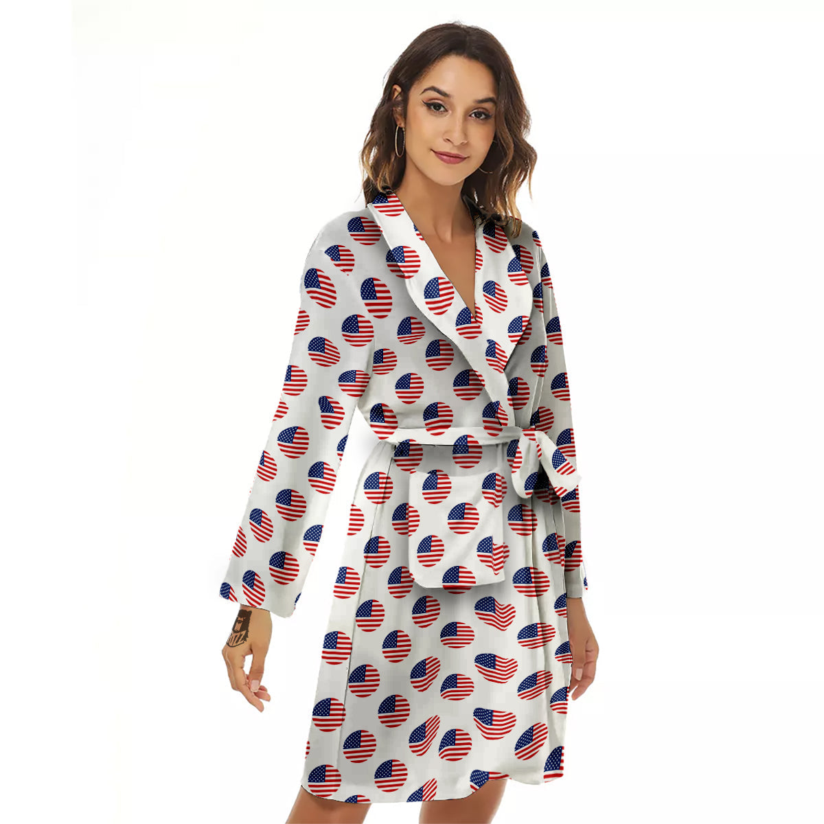 Circle Flag American Print Pattern Women's Robe-grizzshop