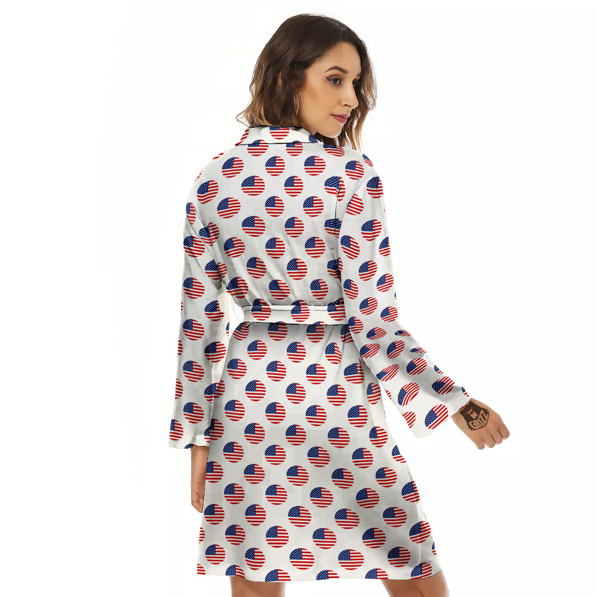 Circle Flag American Print Pattern Women's Robe-grizzshop